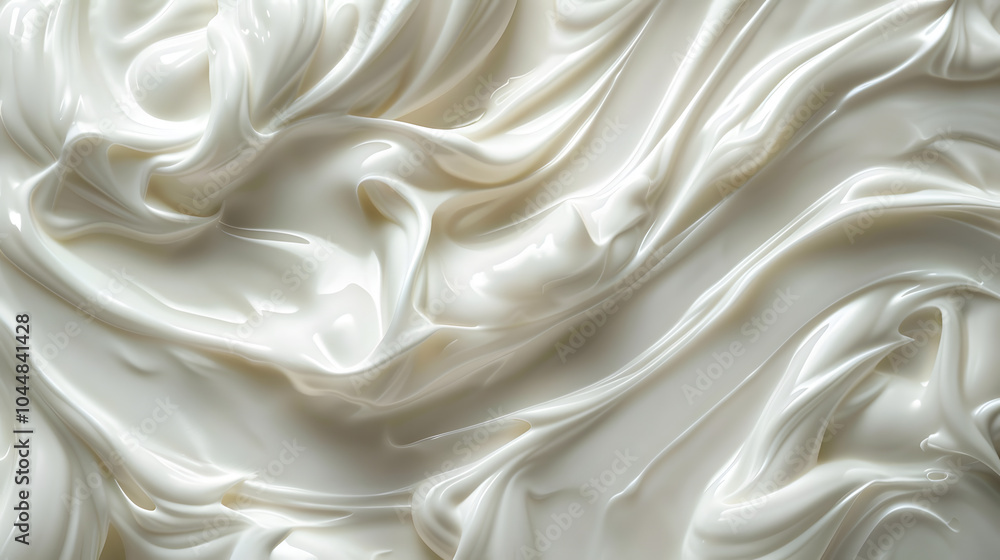 Fototapeta premium pure white creamy lotion skin care cream or yoghurt texture background pattern; top view; high resolution photo