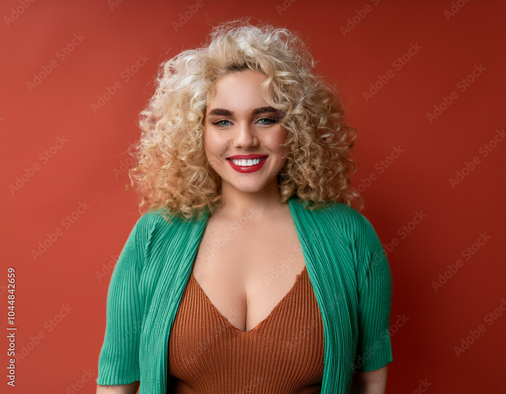 Portrait of Beautiful Happy Young Woman Smiling Against Colorful Studio Background Portrait of Beautiful Happy Young Woman Smiling Against Colorful Studio Background