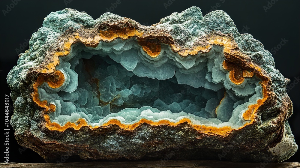 Obraz premium Intricate Geode Crystal Formation - A Glimpse into Earth's Beauty