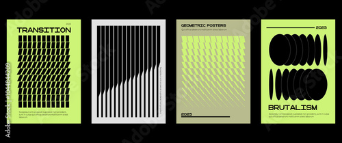 Posters with silhouette minimalistic basic figures, extraordinary graphic assets of geometrical shapes transition style. Modern minimalistic print.