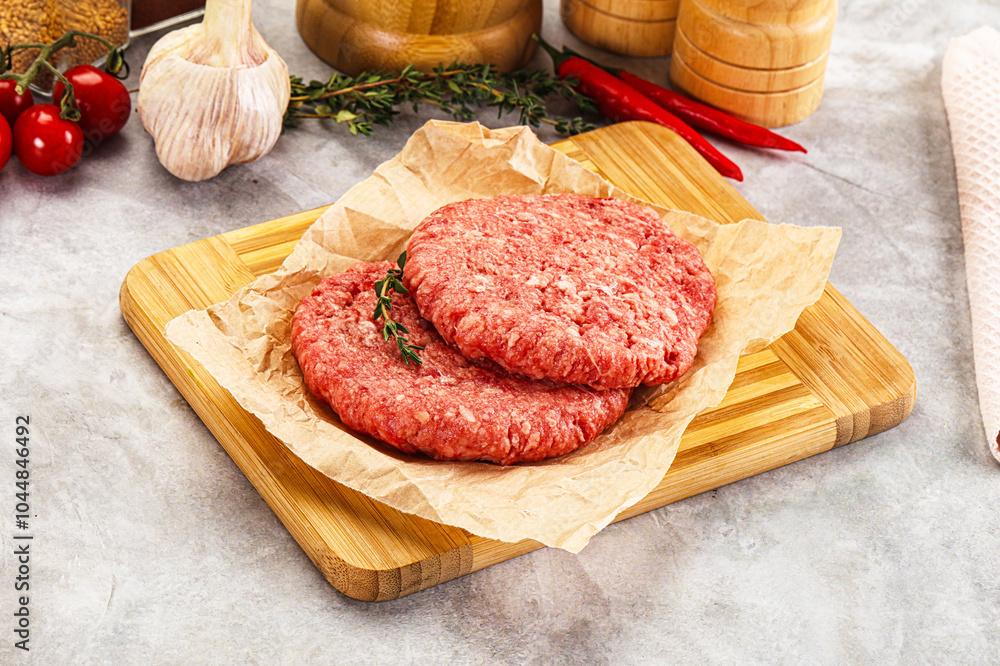 Raw beef minced meat cutlet