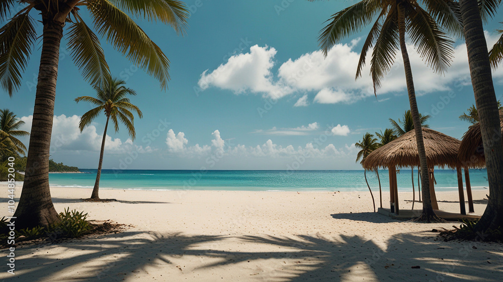 Serene Cuban Beach with Swaying Palm Trees Serene Cuban Beach with Swaying Palm Trees