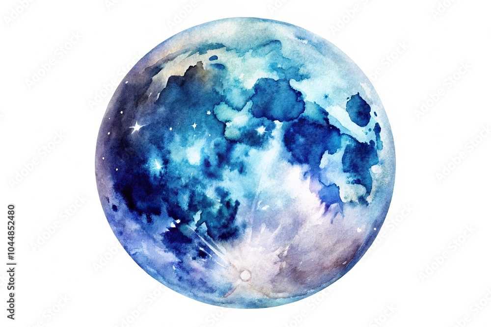 watercolor moon illustration on white background watercolor moon illustration on white background