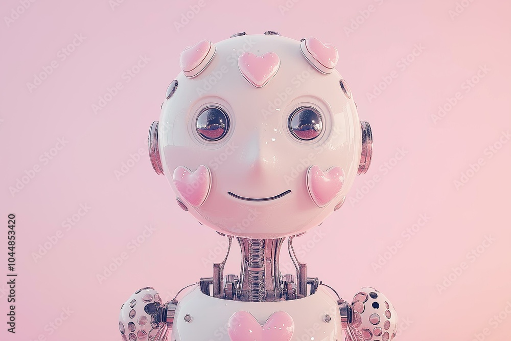 Delightful Portrait of a Robot with a Heart Theme