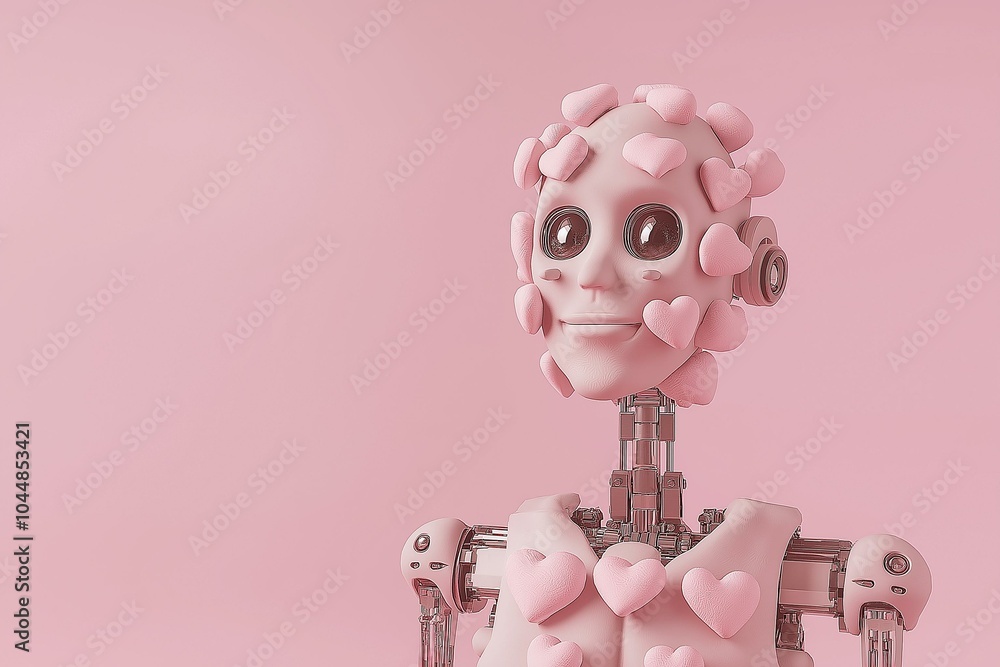 Charming Depiction of a Love-Themed Robot