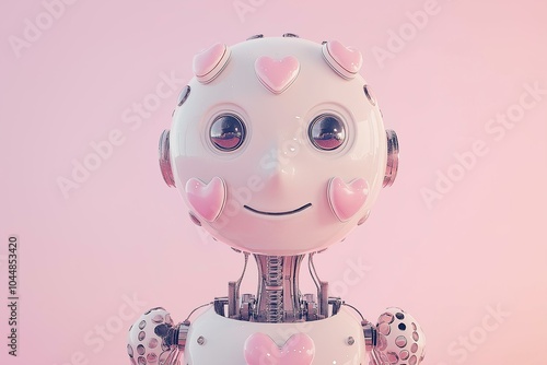 Obraz na płótnie Delightful Portrait of a Robot with a Heart Theme w salonie