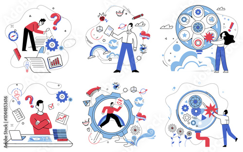 Thinking vector illustration. Imagination is phoenix, rising from ashes thoughtful pondering and birthing new realms discovery Thoughtful analysis is weaver, intertwining threads information