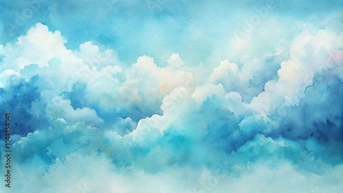 watercolor painting depicting minimalistic field with clouds