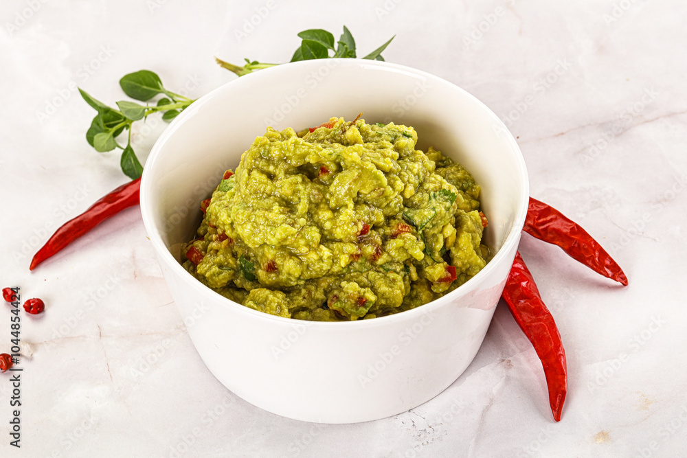 Guacamole with avocado, tomato and chili Guacamole with avocado, tomato and chili