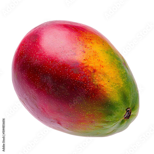 Whole Ripe Mango with Vibrant Red, Yellow, and Green Colors Isolated on transparent Background, Ideal for Tropical Fruit and Nutrition Themes	 photo