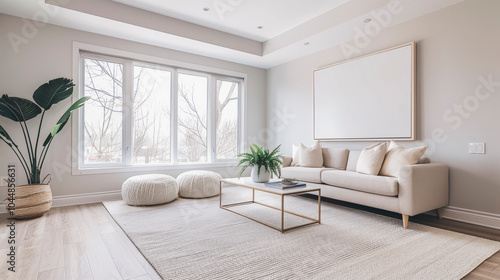 Modern Minimalist Living Room with Neutral Tones and Natural Light