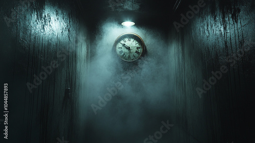 Fototapeta Naklejka Na Ścianę i Meble -  old clock on black background. copy space