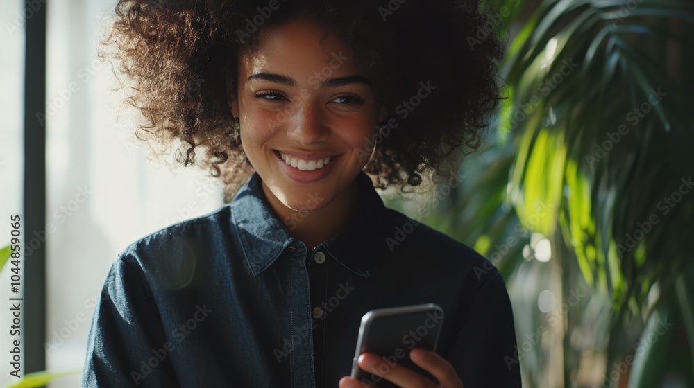 The Smiling Woman with Smartphone The Smiling Woman with Smartphone