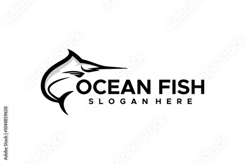 Marlin Fish Ocean Saltwater Wild Nature Logo Design Vector