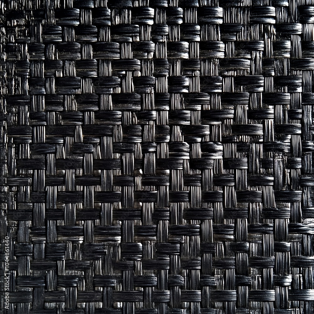 Fototapeta premium Close-up of a textured black woven pattern, showcasing intricate design and material detail.