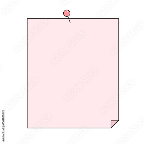 ピン留めされたシンプルなメモ用紙のフレームイラスト