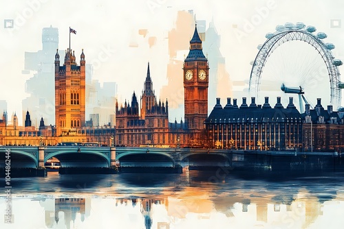  London cityscape double exposure contemporary style minimalist artwork collage illustration design 

