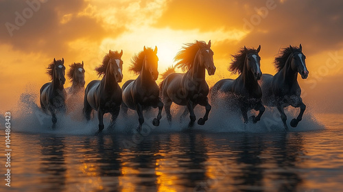 horse running in the sunset (golden hour)