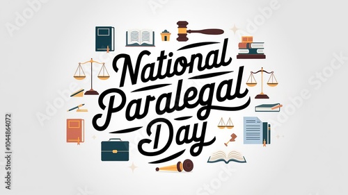 National Paralegal Day lettering, party greeting card, calligraphy poster, generative AI	

