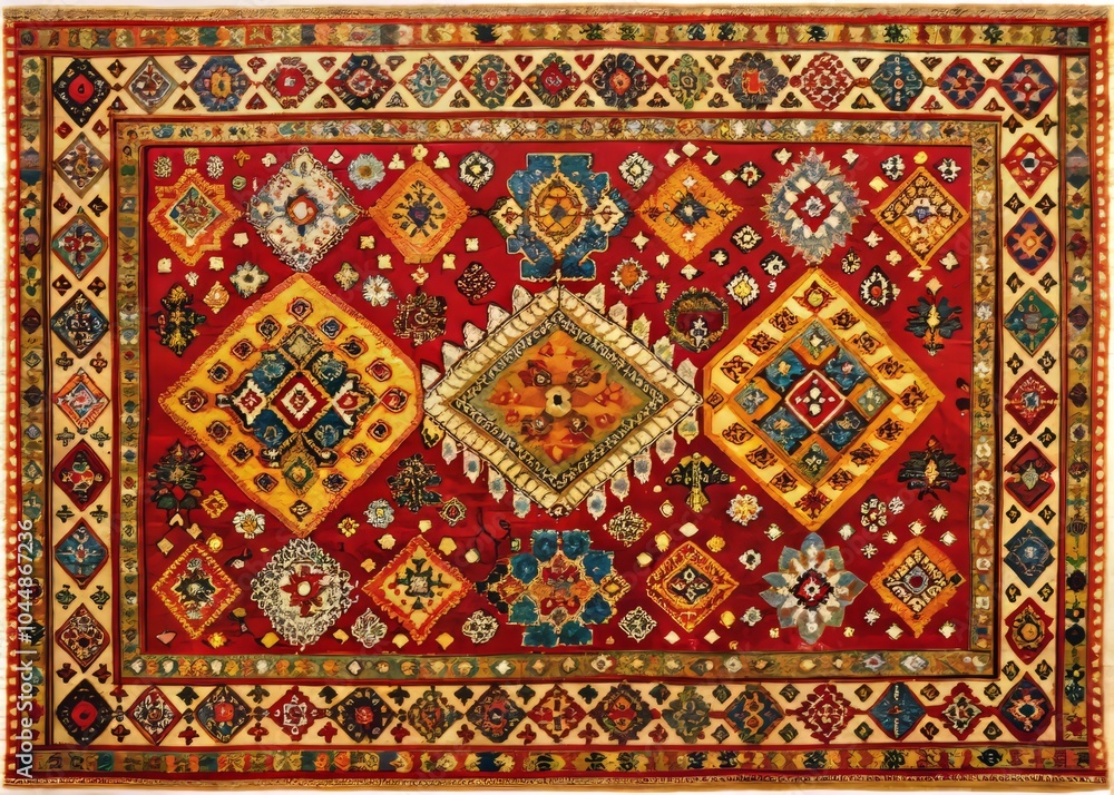 Vibrant Turkish Knotted Rugs Showcasing Intricate Patterns and Rich Colors in a Cozy Interior Setting Vibrant Turkish Knotted Rugs Showcasing Intricate Patterns and Rich Colors in a Cozy Interior Setting
