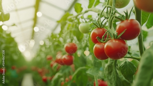 Wallpaper Mural A robotic arm harvesting ripe tomatoes in a high-tech greenhouse, symbolizing automation and innovation in agriculture. Torontodigital.ca