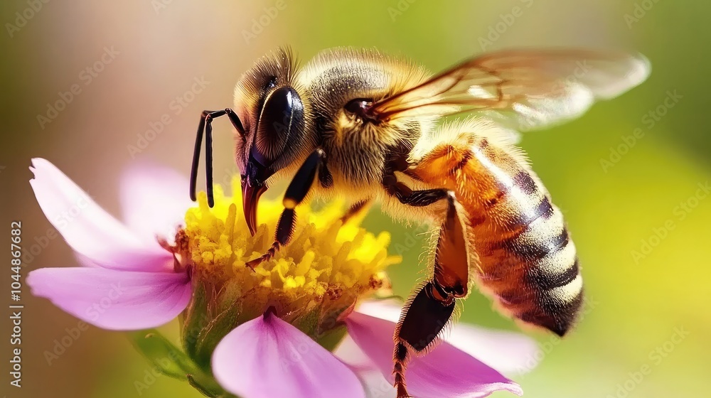 Close-Up of Bee Pollinating a Flower Close-Up of Bee Pollinating a Flower