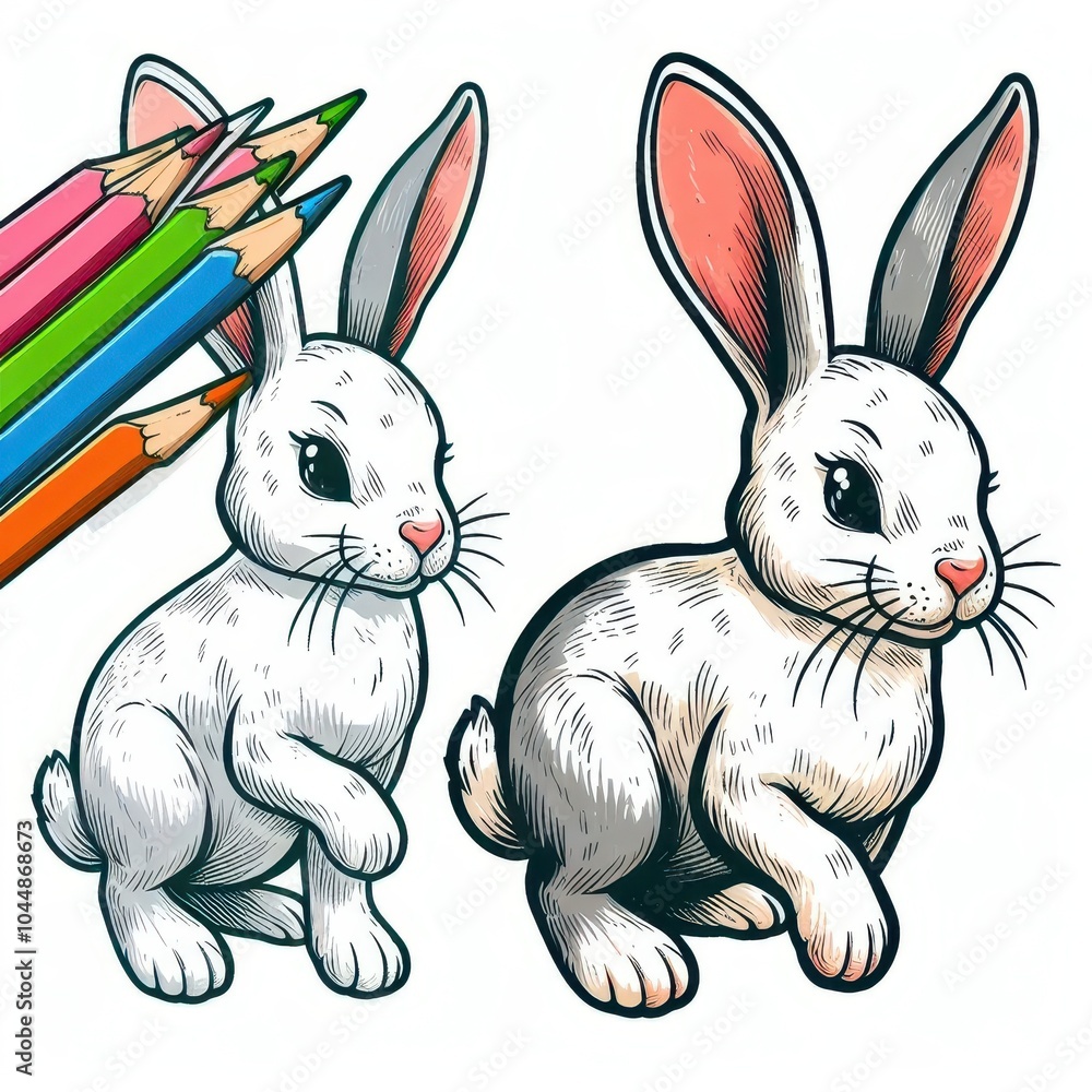 Obraz premium coloring book page with rabbit