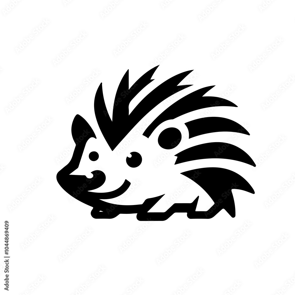 hedgehog as a simple logo black and white cute hedgehog as a simple logo black and white cute