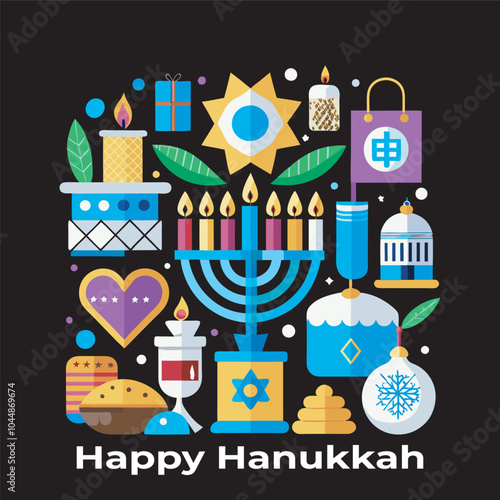 Happy Hanukkah vector illustration