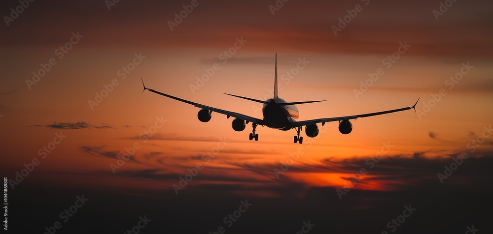 Airplane Silhouette on Air during Sunset Airplane Silhouette on Air during Sunset