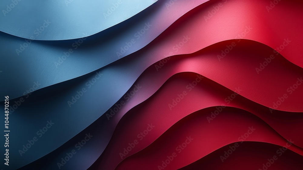 Obraz premium Abstract Blue and Red Wavy Paper Texture