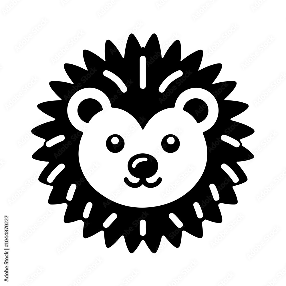 Fototapeta premium hedgehog as a simple logo black and white cute