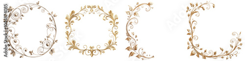 A decorative design featuring ornate letters formed by intertwining leaves and vines on a dark background.