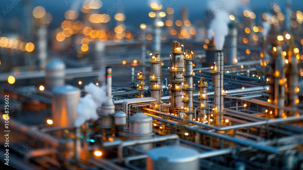 vibrant industrial scene showcasing petrochemical facility with flares burning off excess gas. intricate network of pipes and structures is illuminated, creating dynamic atmosphere vibrant industrial scene showcasing petrochemical facility with flares burning off excess gas. intricate network of pipes and structures is illuminated, creating dynamic atmosphere