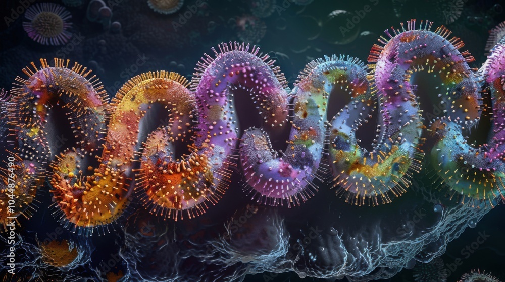 Obraz premium Ancient microbes under microscope reveal intricate cellular structures, showcasing their mysterious and ancient nature, ideal for scientific and educational content