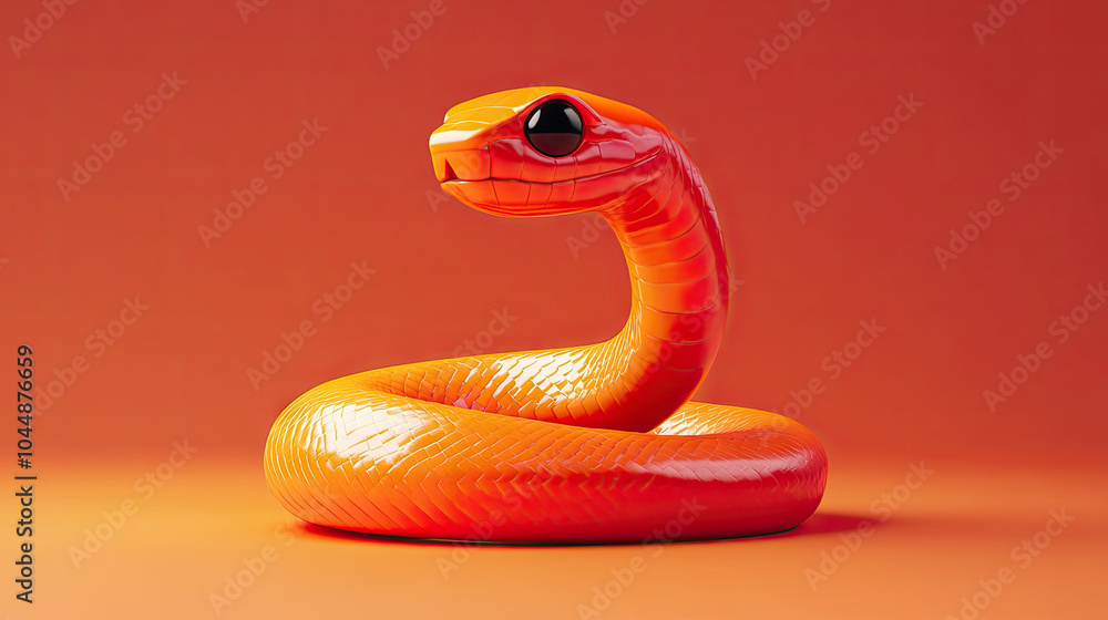 Fototapeta premium Snake, New Year, 2025, celebratory, new, cute, character, Japanese anime