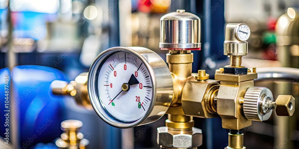 Gas pressure regulator and gauge on air compressor, Gas, pressure, regulator, gauge, air compressor, production Gas pressure regulator and gauge on air compressor, Gas, pressure, regulator, gauge, air compressor, production