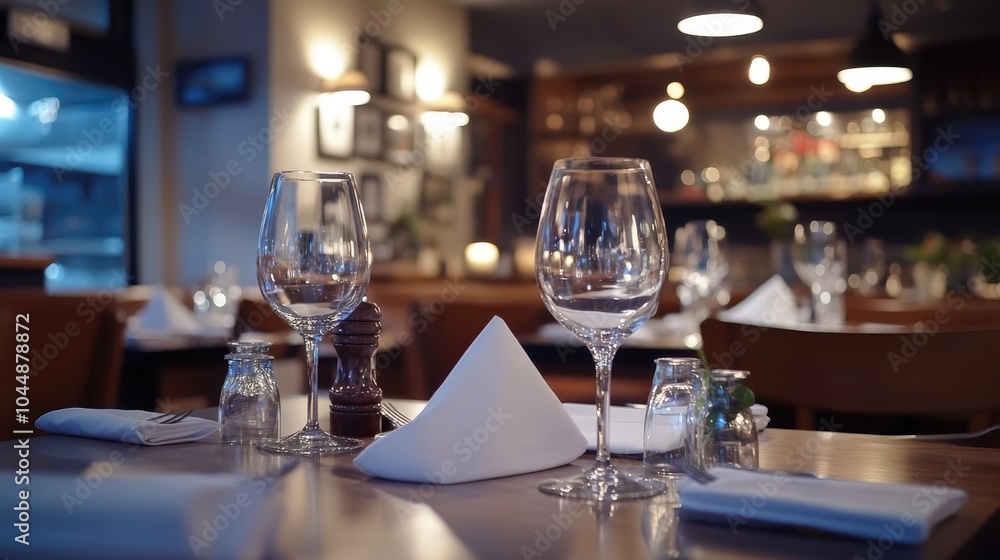 Elegant Dining Setup in a Cozy Restaurant Atmosphere Elegant Dining Setup in a Cozy Restaurant Atmosphere