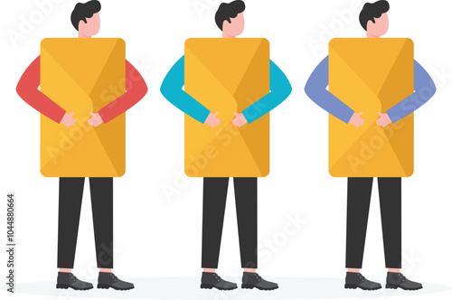 Mail service concept. People are engaged in sending mail, messages and parcels to customers. flat vector modern illustration


