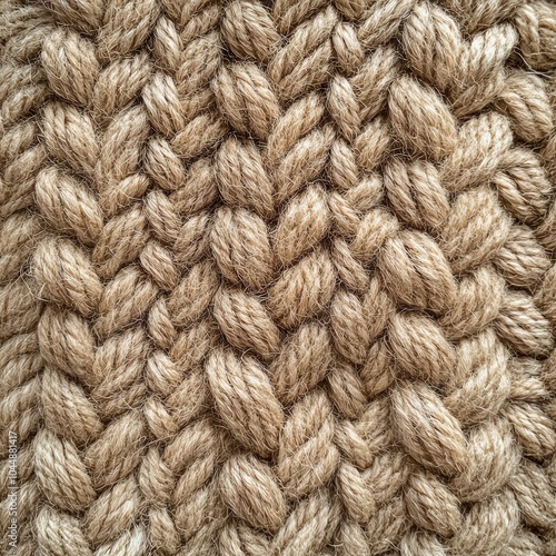 Close-up of textured rope knot pattern in natural fibers, creating abstract background.