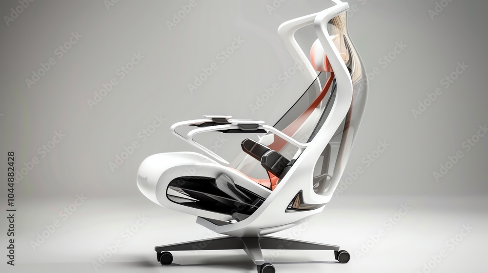 A hightech office chair with ergonomic features A hightech office chair with ergonomic features