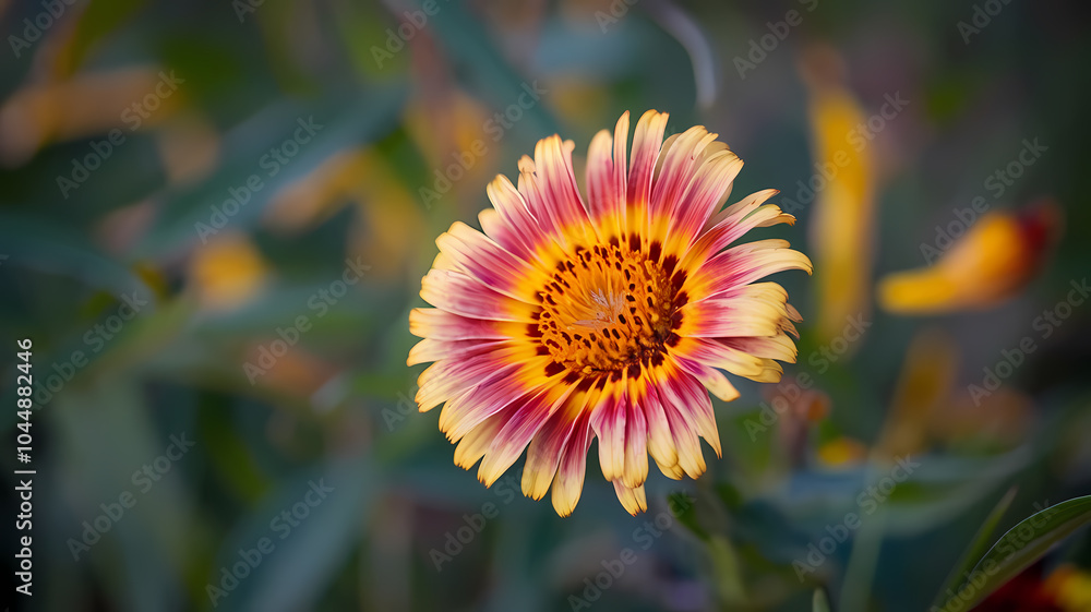 Vibrant yellow and red flower with a intricate center, surrounded by lush green foliage, showcasing the beauty of nature in full bloom. Ideal for gardening and floral enthusiasts. Vibrant yellow and red flower with a intricate center, surrounded by lush green foliage, showcasing the beauty of nature in full bloom. Ideal for gardening and floral enthusiasts.