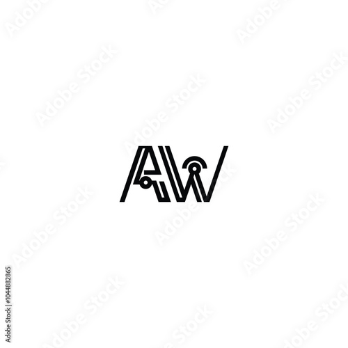 AW monogram logo design letter text name symbol monochrome logotype alphabet character simple logo