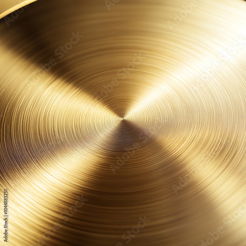 Close-up of metallic golden texture with circular pattern and light reflection.