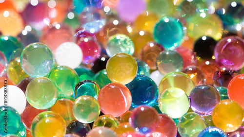 different color balls, Water beads close-up,  Texture of Hydrogel balls or many colorful orbeez  background. photo