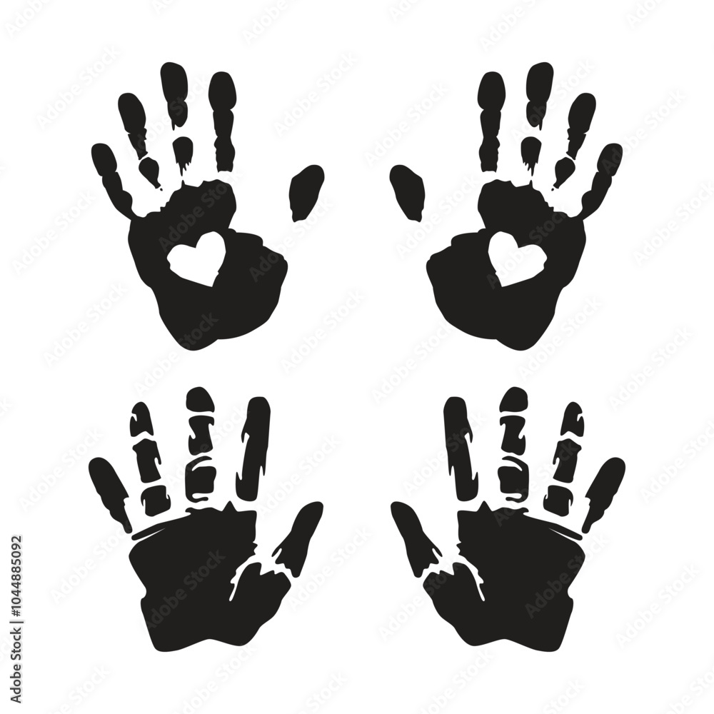 Fototapeta premium Handprint With Heart Vector Illustration