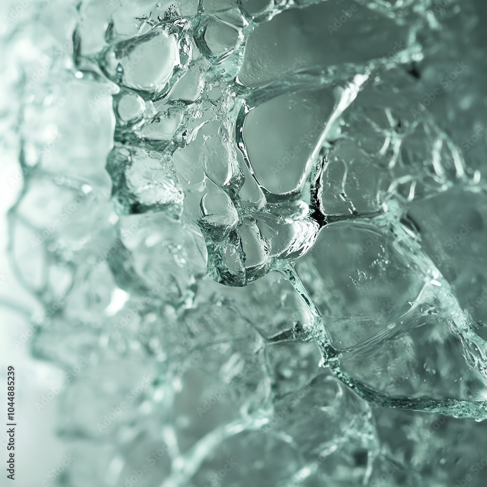 Close-up of ice texture with intricate patterns and greenish hue. Close-up of ice texture with intricate patterns and greenish hue.