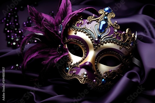 Mardi gras mask purple carnival celebration.