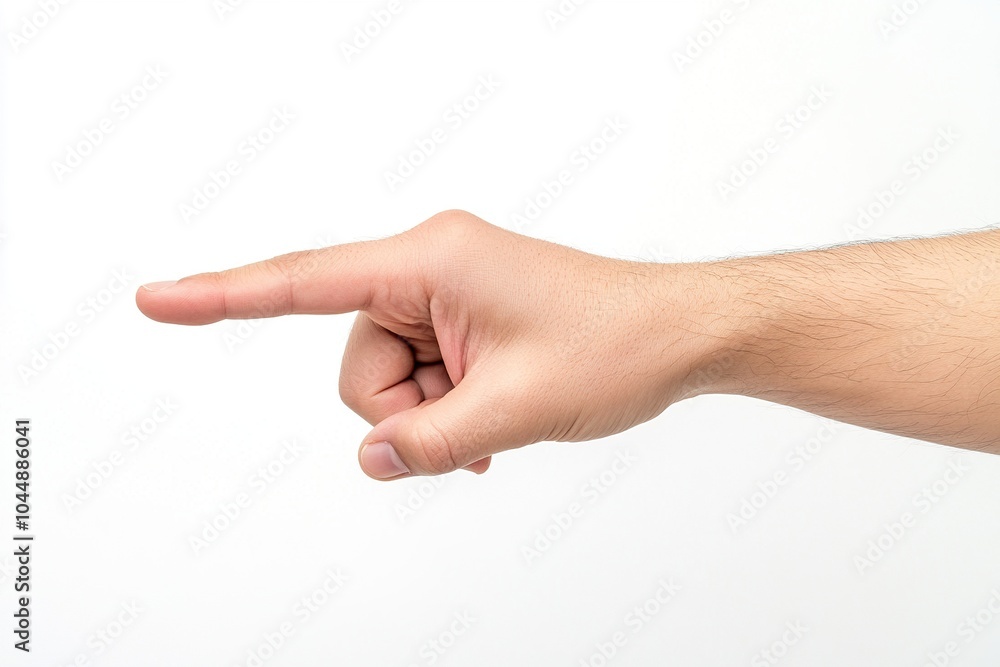 Close-up of hand pointing with finger, isolated on white background. Close-up of hand pointing with finger, isolated on white background.