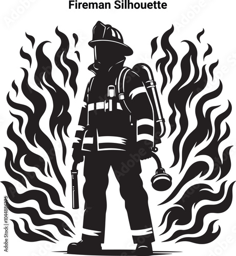 Fire man silhouette vector illustration